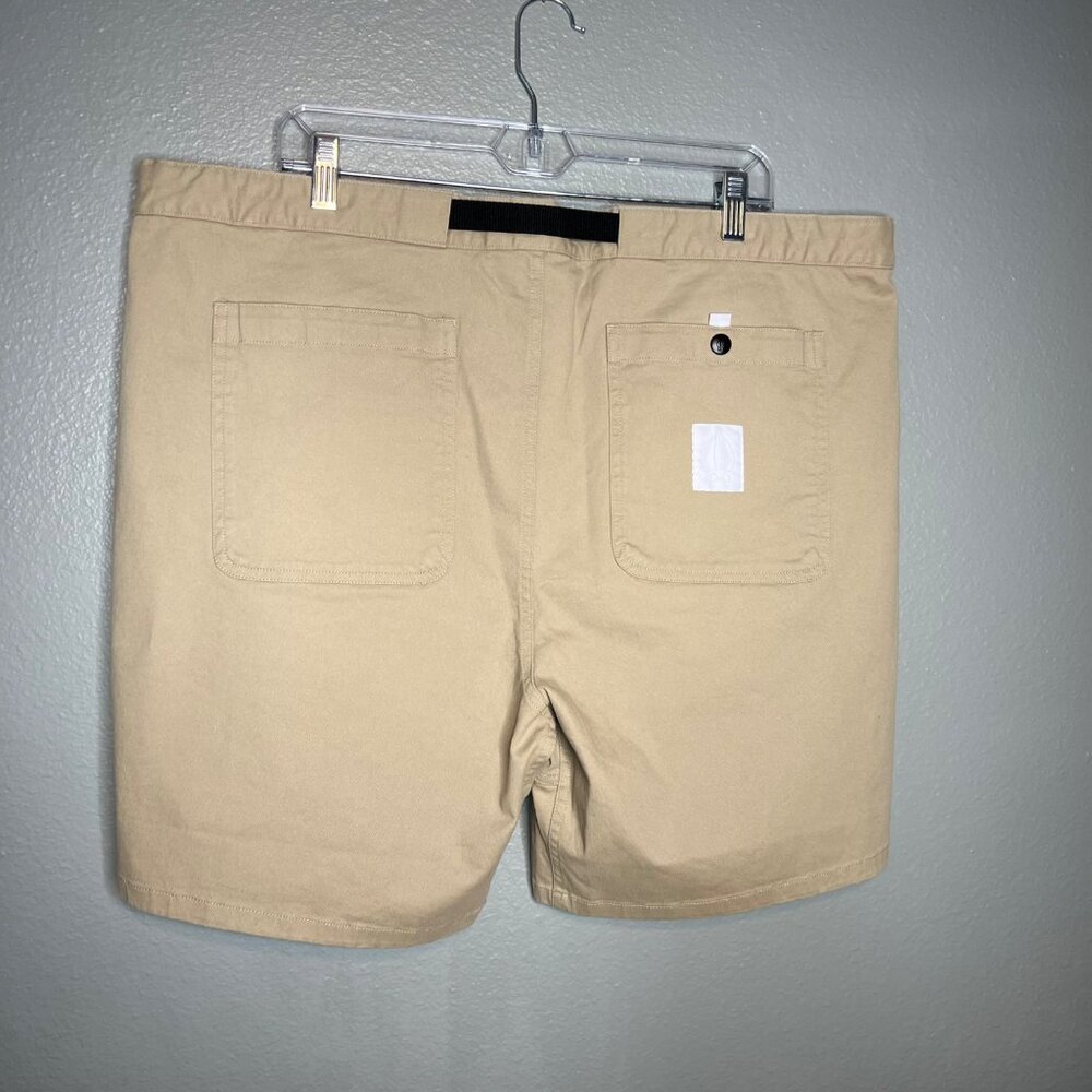 Bearded Goat Chino Shorts Mens Size XL Khaki Flat Front Belted - Picture 7 of 9